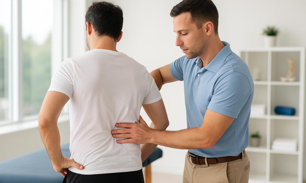 Illustration showing common causes of lower back pain including muscles, discs, nerves, and spine-related issues